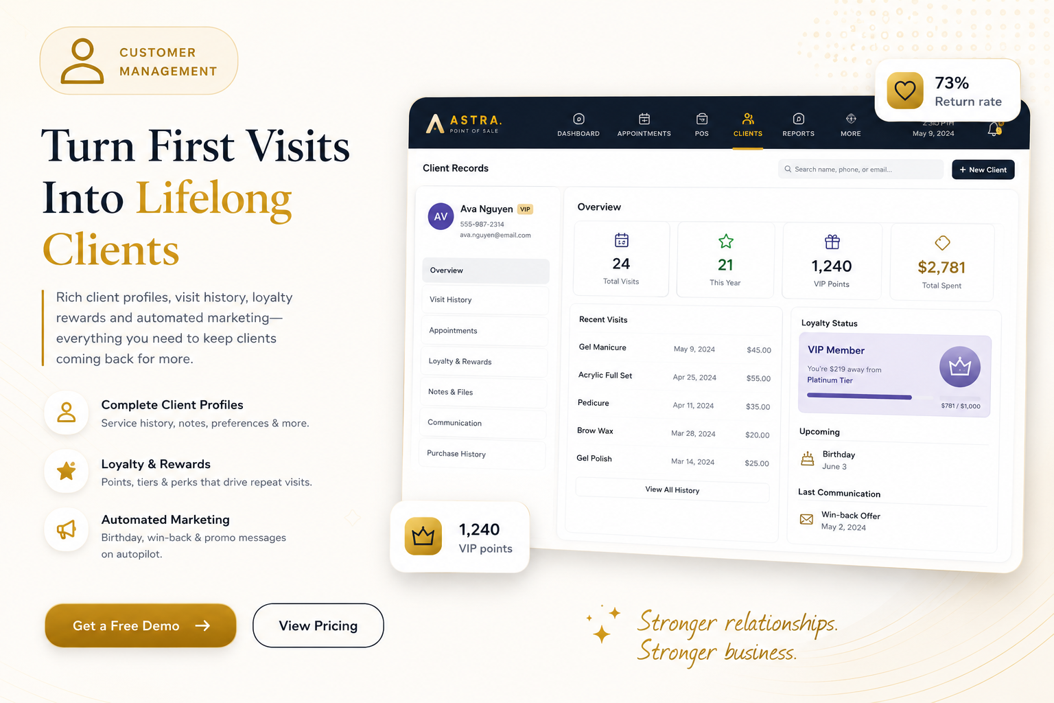 Customer Management — turn first visits into lifelong clients